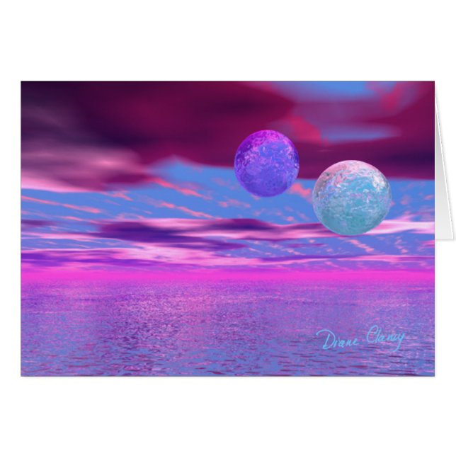 Cartão Pássaros do amor - cor-de-rosa e paixão roxa (Frente Horizontal)