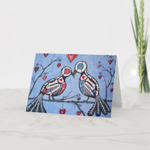 Cartão Pássaros do Amor num Dia das Árvores do Coração do