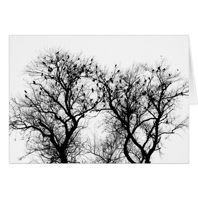 Cartão Pássaros do inverno (Frente Horizontal)