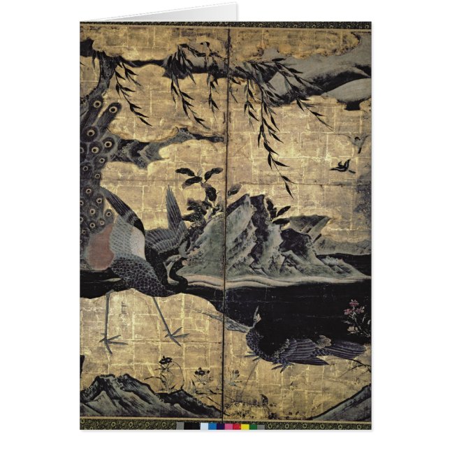 Cartão Pássaros e flores das quatro estações (Frente)