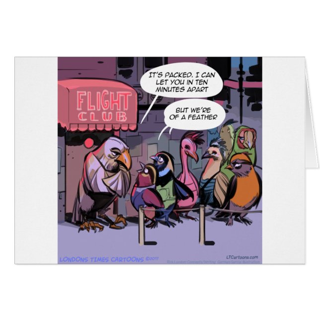 Cartão Pássaros Engraçados De Uma Pena (Frente Horizontal)