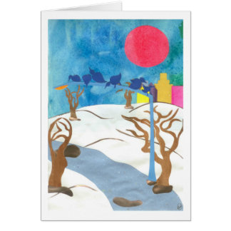 Cartão Pássaros no Central Park no inverno