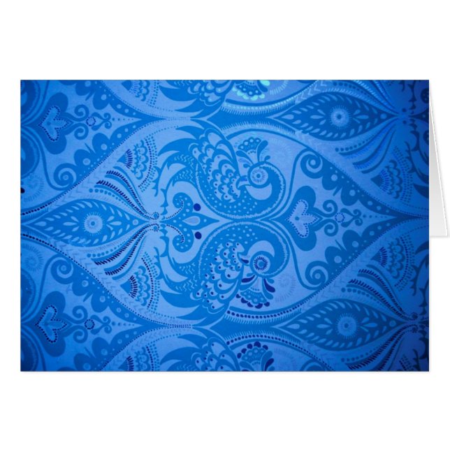 Cartão Pássaros Pavões Orientais Azuis (Frente Horizontal)