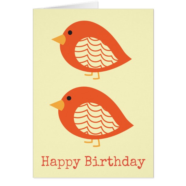 Cartão Pássaros quirky colorido e giros (Frente)