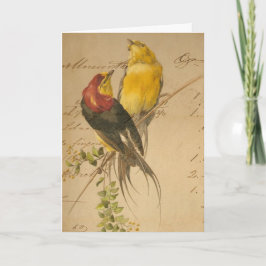 Cartão Pássaros Vintage e Papel Razão, Dia de as mães