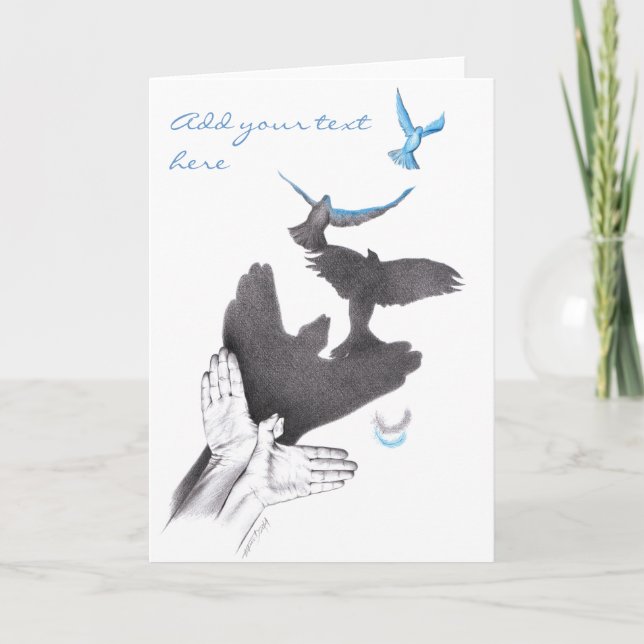 Cartão Pássaros voadores de sombra manual Ilusões Arte su (Frente)