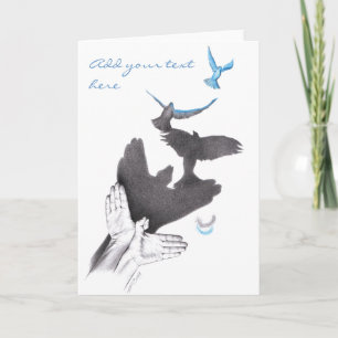 Cartão Pássaros voadores de sombra manual Ilusões Arte su