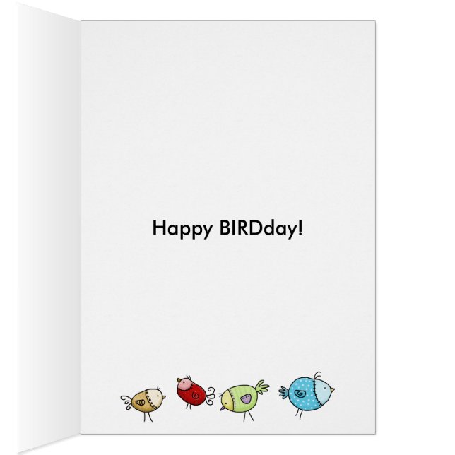 Cartão Pássaros Whimsical Coloridos - Personalizáveis (Interior (direita))