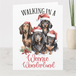 Cartão Passeando em um Weenie Wonderland Dog Natal