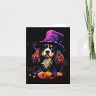 Cartão Passeio de cachorro de Halloween do Cavalier King
