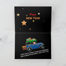 Cartão Passeio Festivo para um Ano Novo Alegre