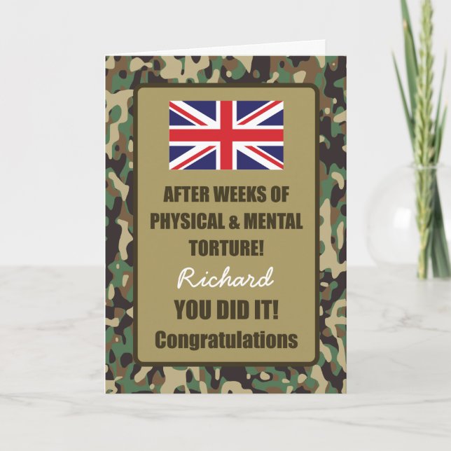 Cartão Passing Out Camouflage British Army Badge Congrats (Frente)