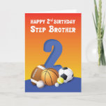 Cartão Passo Brother segundo aniversário Sports Balls<br><div class="desc">Você sabe que seu irmão mais velho adora passar seu tempo brincando com diferentes bolas esportivas. Então quando o dia do segundo aniversário dele chegar você deveria dar a ele esse cartão de esportes que ele realmente apreciará e amará.</div>