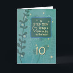Cartão Passo Filho Religioso 10º Aniversário Desenho Mão<br><div class="desc">O seu filho é como um verdadeiro filho para ti. Quando este menino especial envelhecer dez anos,  você deveria dar a ele este cartão religioso que certamente tocaria seu coração.</div>