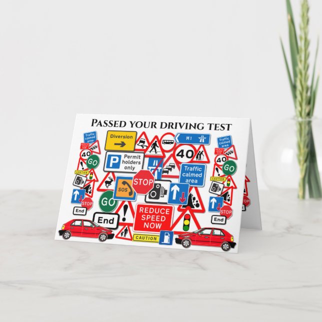 Cartão Passou no seu teste de direção ~ Parabéns! (Frente)