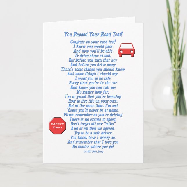 Cartão Passou no Teste de Estrada - Novo Driver (Frente)