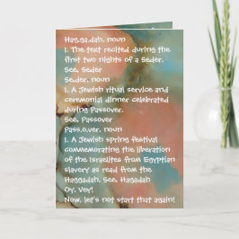 Cartão Passover Funny Define Haggadah Shades of Colors