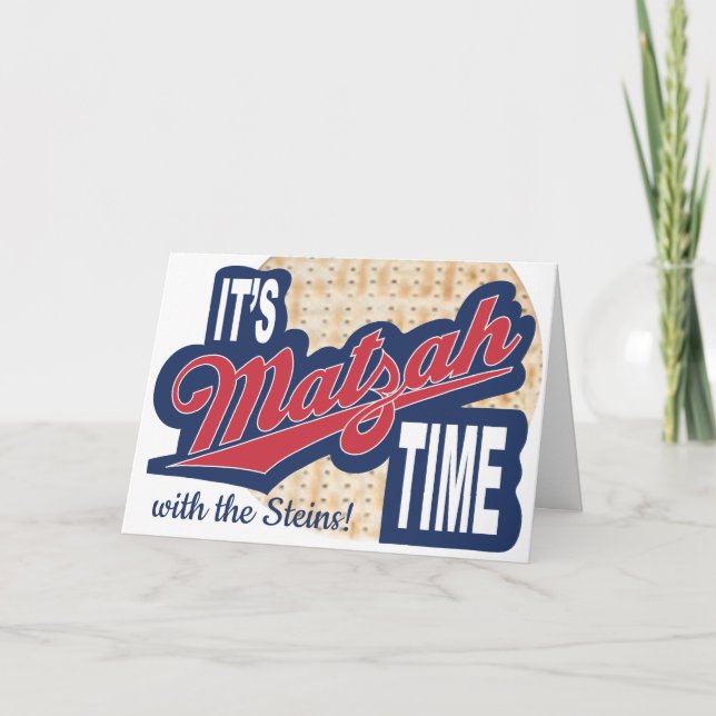 Cartão Passover Seder Greeting Card "It's MATZAH Time" (Frente)