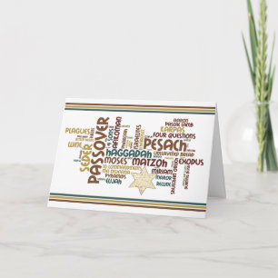 Cartão Passover Words and Matzah Star