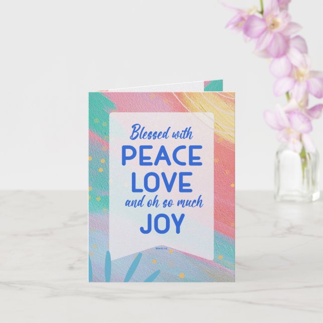 Cartão Pastel Abstract Peace Love Joy Christmas Card (Orquídea)