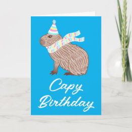 Cartão Pastel Capy Birthday Funny Capybara Lover