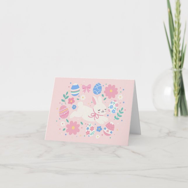 Cartão Pastel Easter Bunny Illustration (Frente)