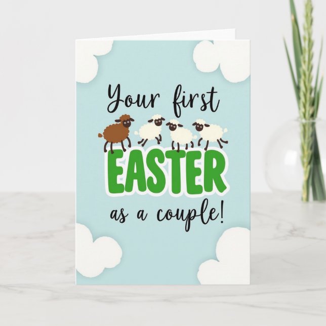 Cartão Pastel Easter Sheep Couple Card (Frente)