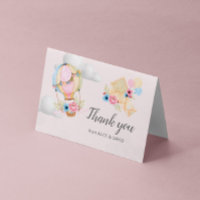 Pastel Floral Hot Air Balloon Dobrado Obrigado