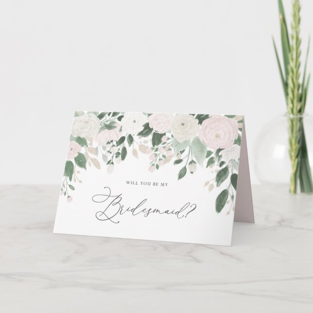 Cartão Pastel Flowers Glitter Você Será Minha Porta-Ponta (Frente)