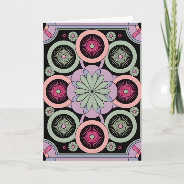 Cartão Pastel Geometric Mandala Bloom (Frente)