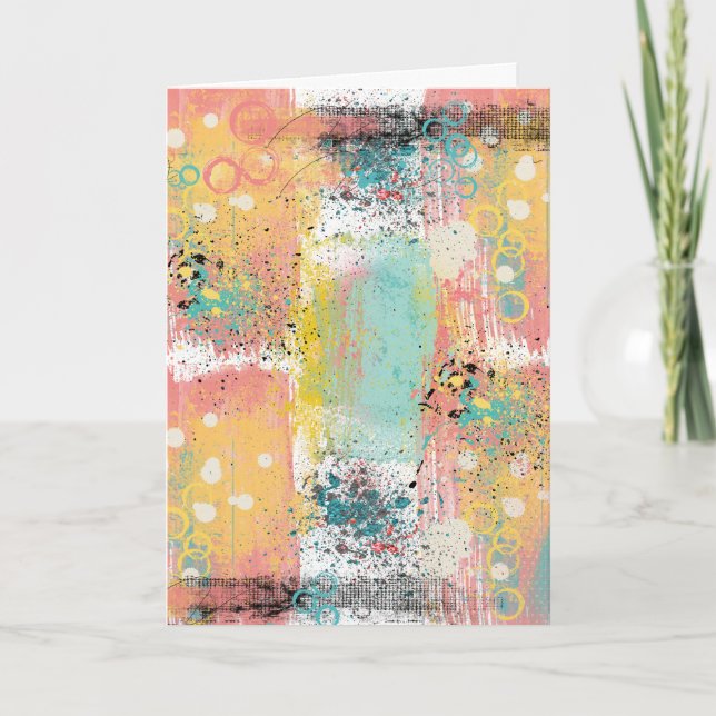 Cartão Pastel Grunge Abstract Birthday (Frente)
