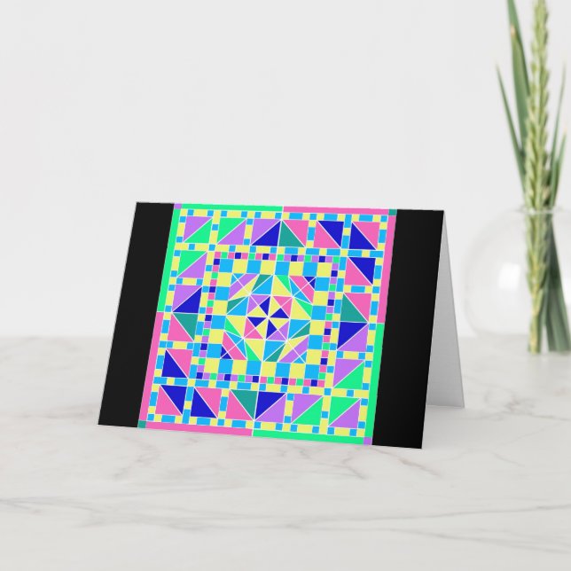 Cartão Pastel Rangoli w/ Black Border 4 Diwali Card (Frente)