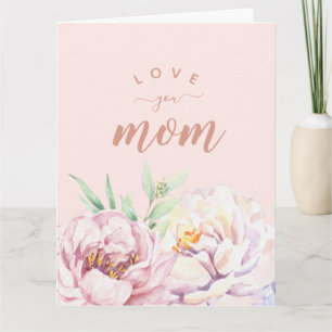 Cartão Pastel Watercolor Florals Te Ama Mãe Minimalista