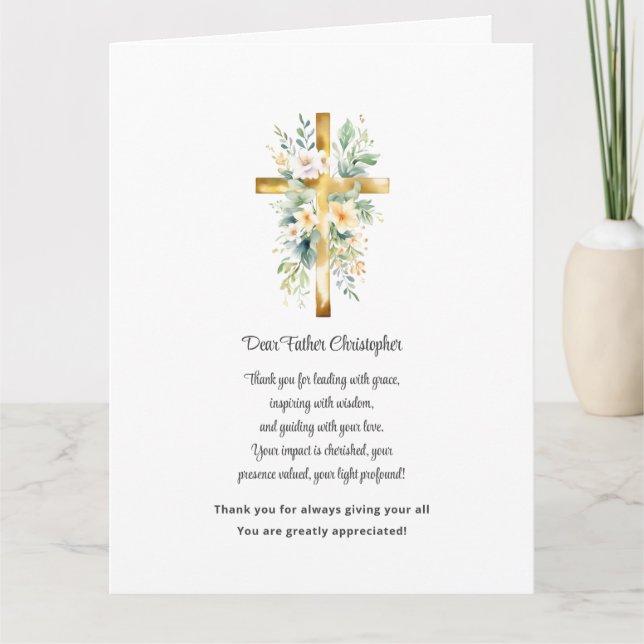 Cartão Pastor Appreciation Thank You Card - Floral (Frente)