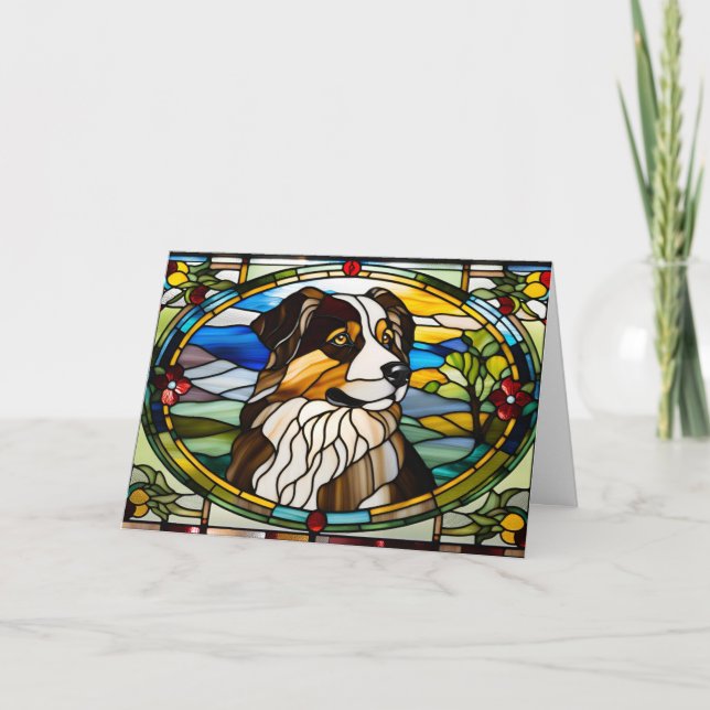 Cartão Pastor australiano de vidro escondido (Frente)