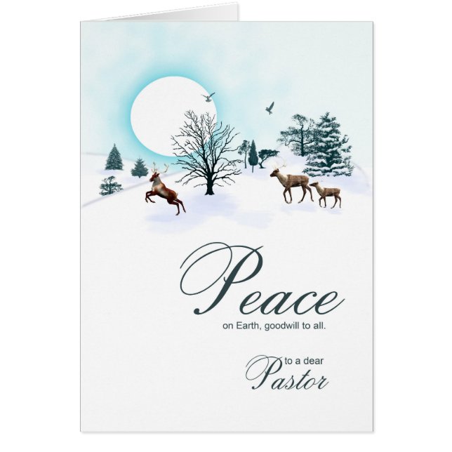 Cartão Pastor, cena de Natal com renas (Frente)