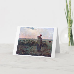 Cartão Pastor com seu bando, Jean-Francois Millet