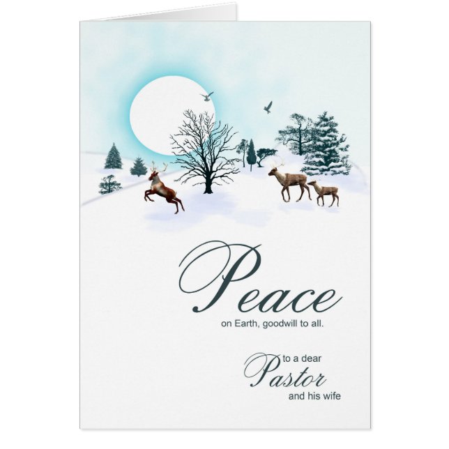 Cartão Pastor e sua esposa, Natal com rena (Frente)