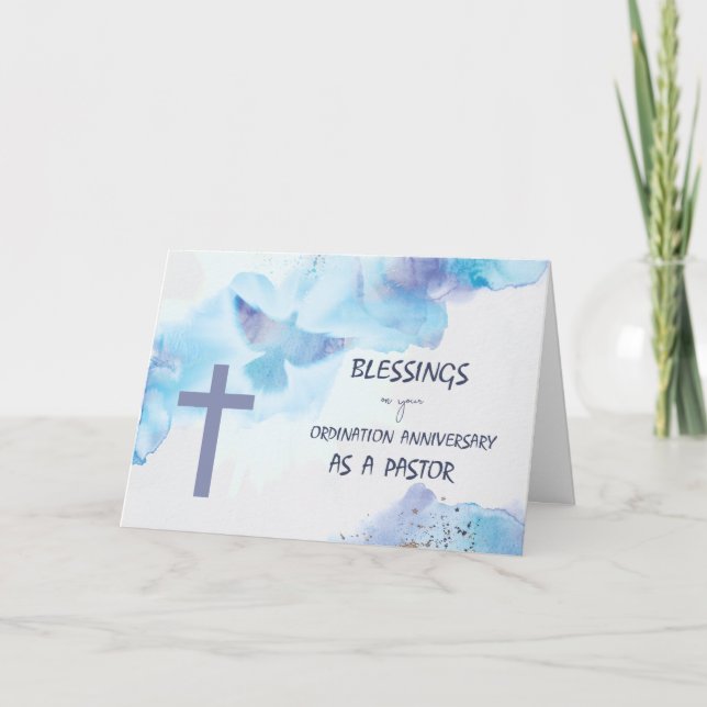 Cartão Pastor Ordinance Aniversário Beneficia Roxo (Frente)