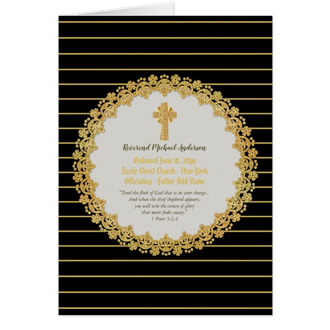 Cartão Pastor Padre Dacon Personalizado, Recém-ORDENADO (Frente)