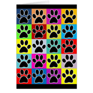 Cartão pata de cão colorida