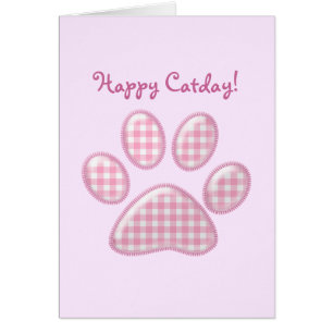 Cartão pata de gingham - rosa