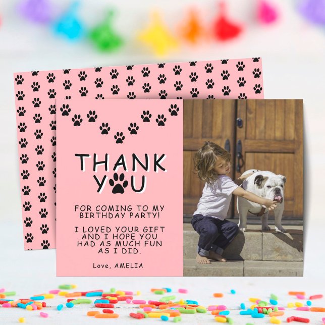 Cartão Pata Fria Imprime Rosa Aniversário Obrigado Foto (Criador carregado)