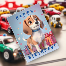 Cartão Patas Divertidas Beagle Cachorrinho e Presentes An
