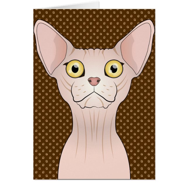 Cartão Patas dos desenhos animados do gato de Sphynx (Frente)