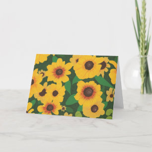 Cartão Patch of Yellow Sunflowers Painting Greeting Cards