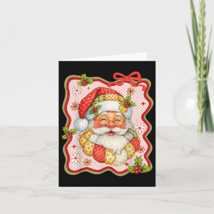 Cartão Patches Papai Noel Retro Natal Engraçado Mens W