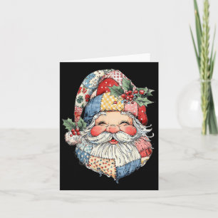 Cartão Patches Papai Noel Retro Natal Engraçado Mens W