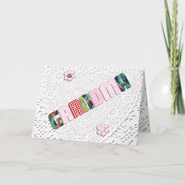 Cartão Patches 'Vovó' no Local para Dia de as mães (Frente)