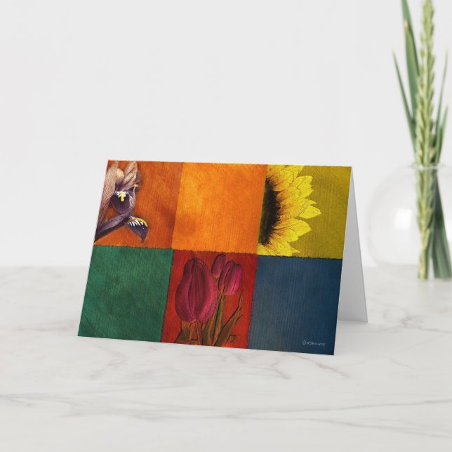 Cartão Patchwork Flowers-Greeting card (Frente)